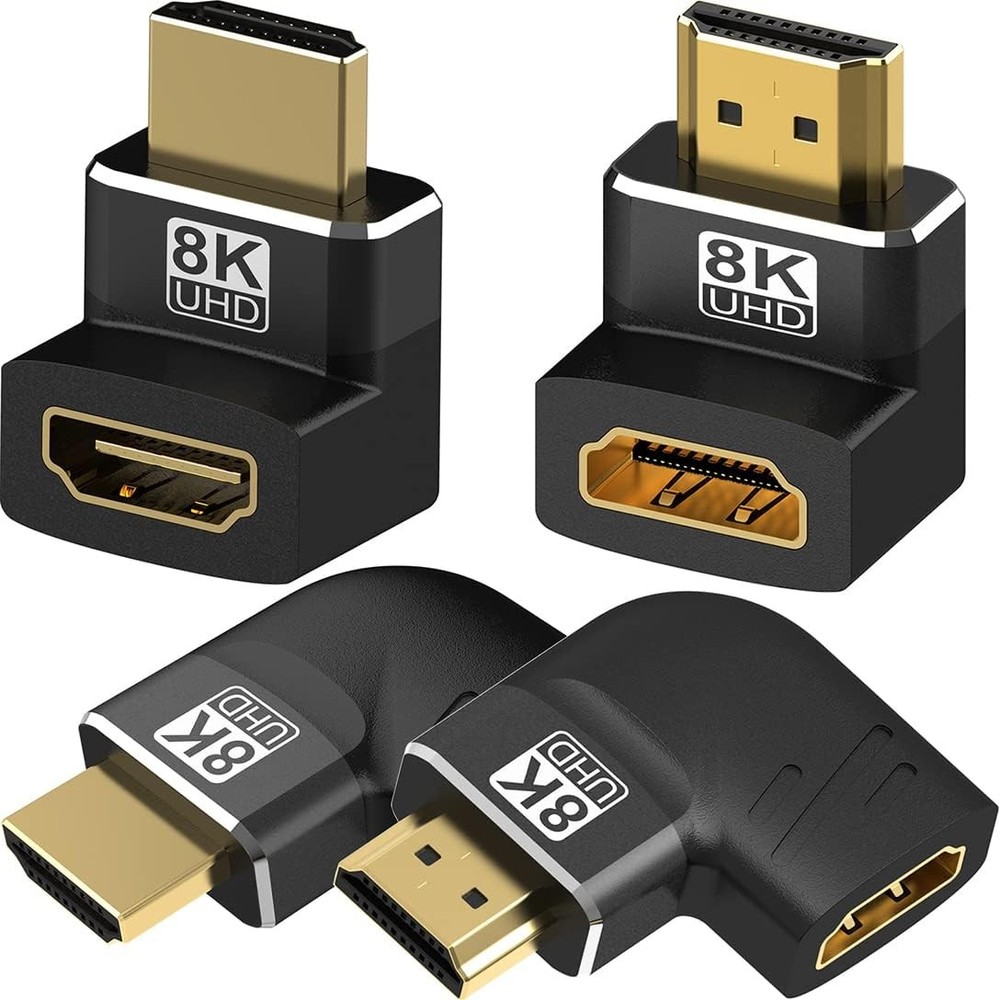 4 Pack 8K HDMI 2.1 90 Degree Angle Adapter Gold