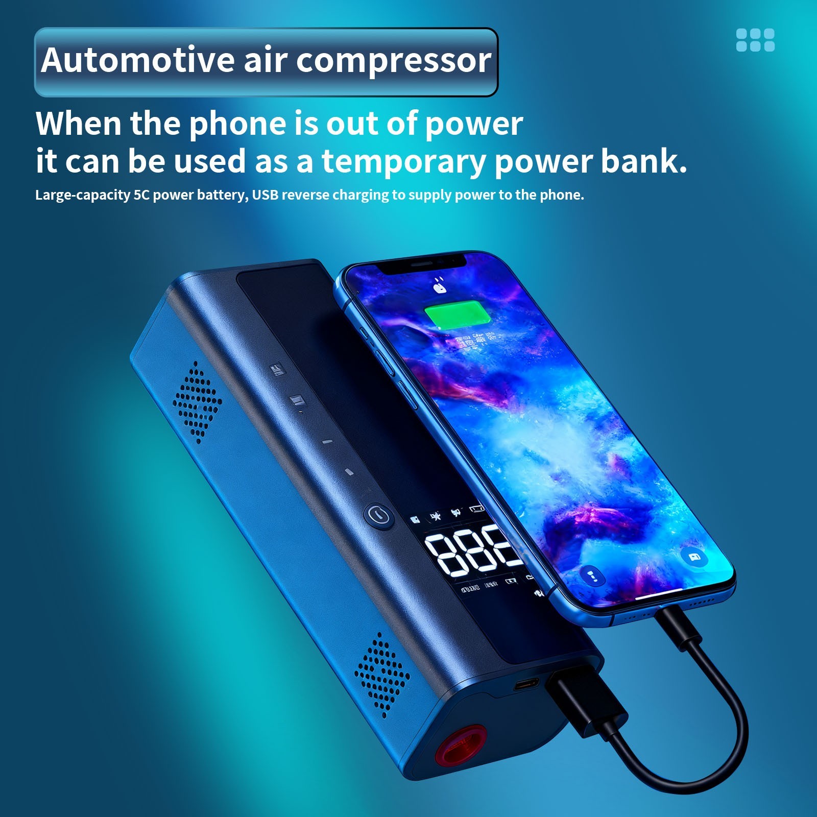 Upgrade Auto Tyre Inflator Air Pump Car Compressor Electric Portable Power Bank