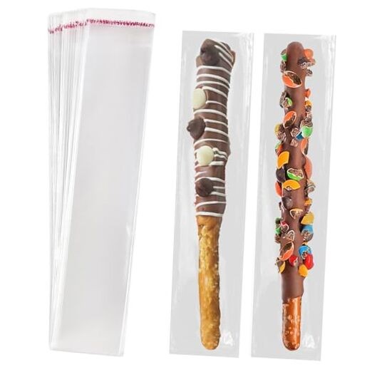 Self Sealing Cellophane Bags: 2x10 Inches Clear Pretzel Rod Resealable 100 Pcs