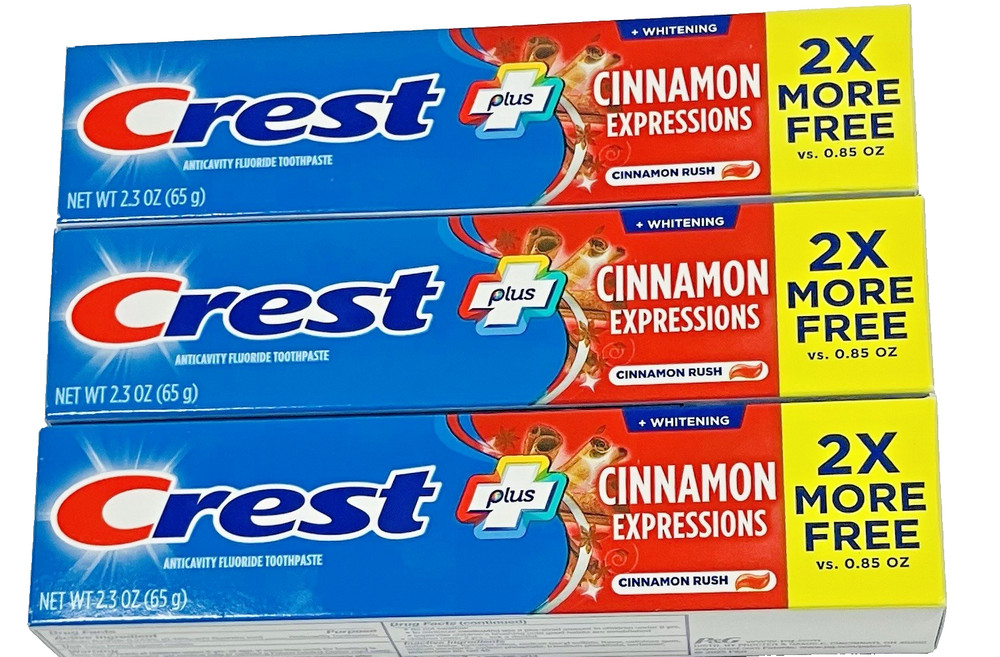 Crest Plus Cinnamon Expressions Cinnamon Rush 2.3 oz 3 Pack Fluoride Toothpaste