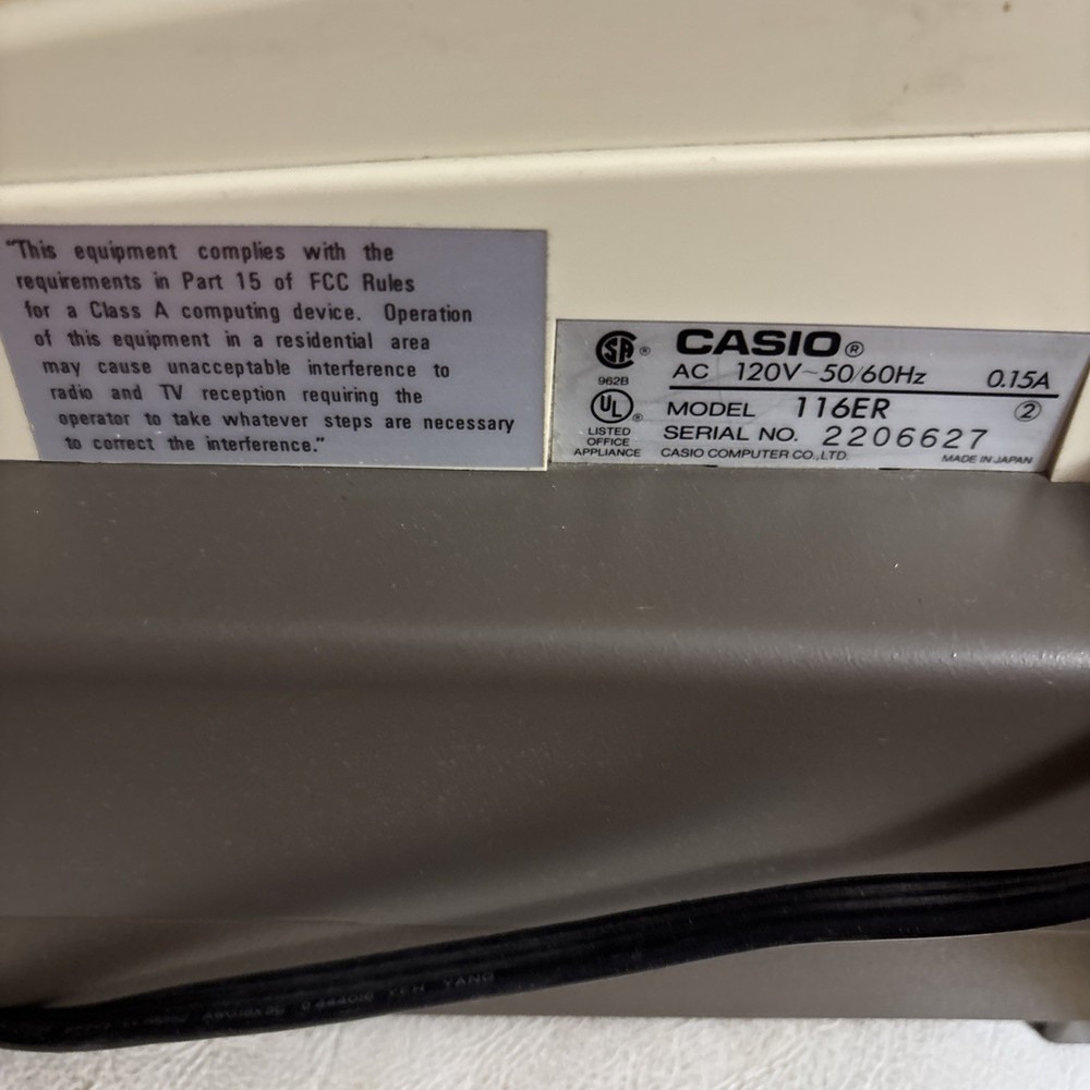 Casio 116ER Cash Register From 1990