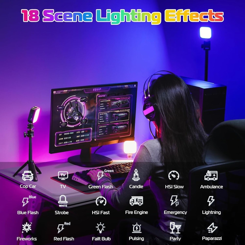 Compact 360° RGB Camera Light with Magnetic Back & Quick Release for Easy Setup