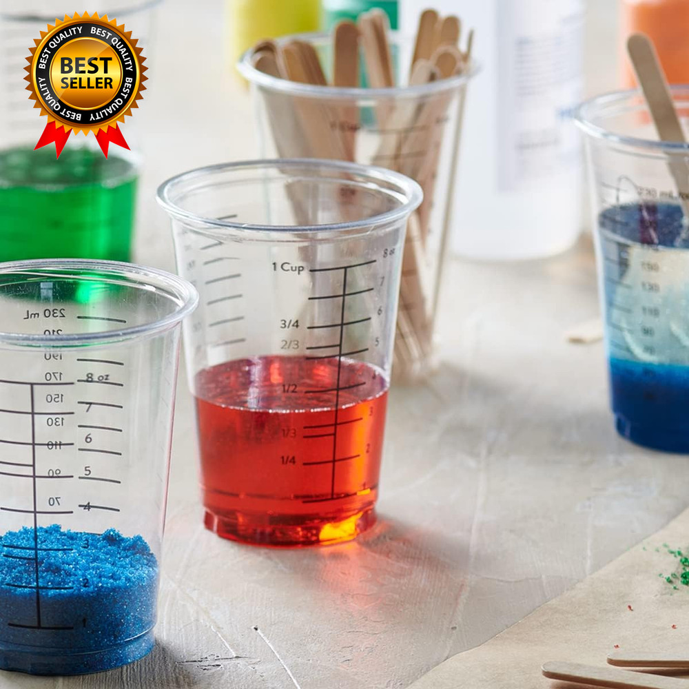 [10 Oz. - 50 Count] Multipurpose Disposable Plastic Measuring Cups Baking