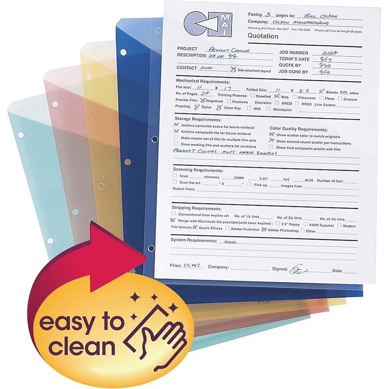 Translucent File Jackets 10 Pack Water Resistant Document Sleeves Polypropylene