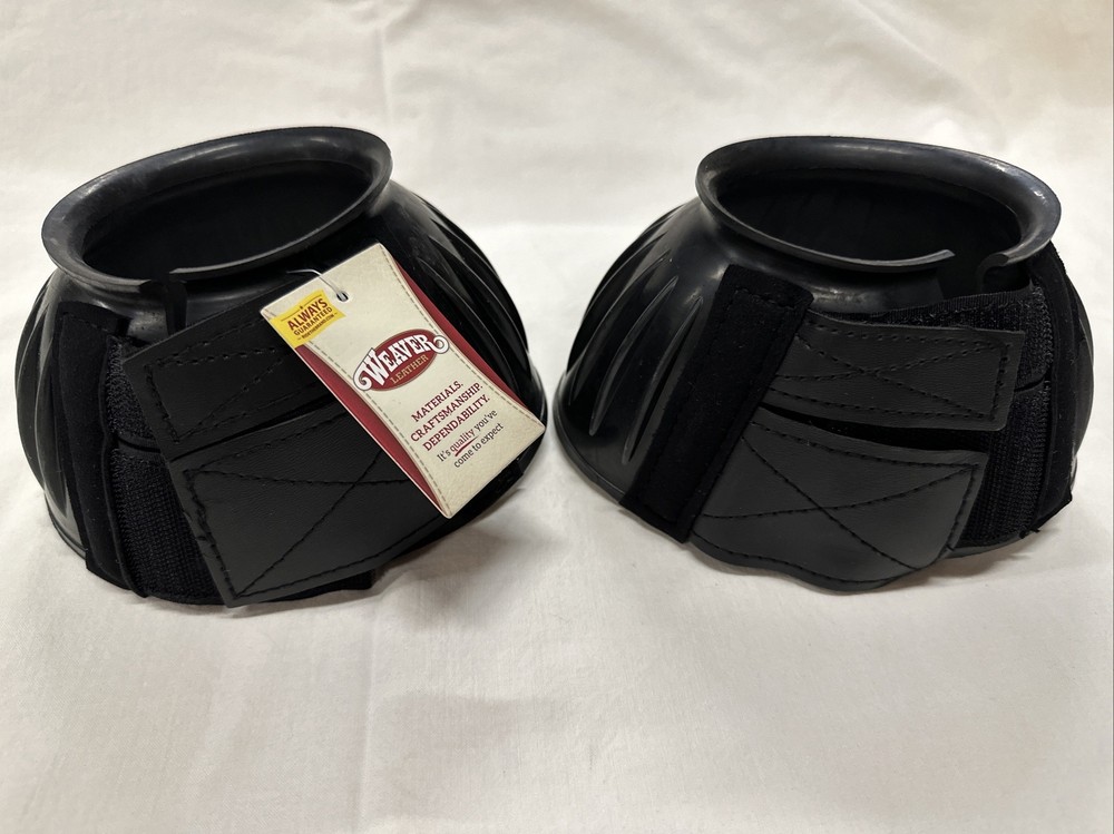 Weaver Leather Rubber Black Double Hook & Loop MEDIUM HORSE BELL BOOTS 35-4250