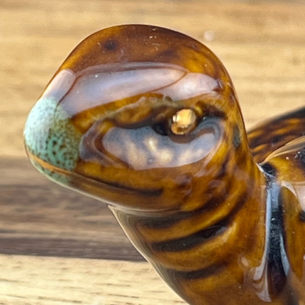 Ceramic Turtle W/Baby Turtle On Back Glazed Brown & Green