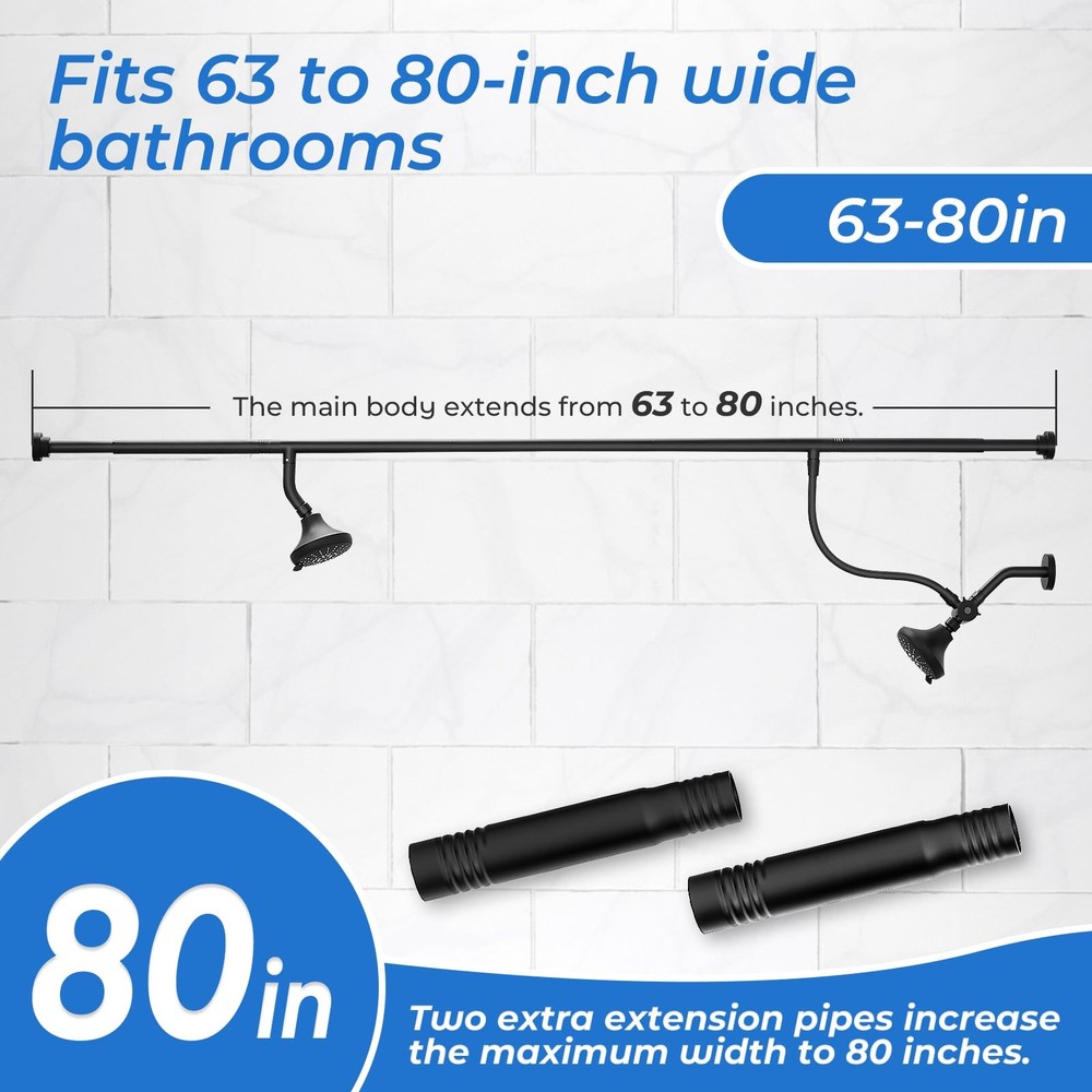 Dual Shower Head for Couples - High Pressure Adjustable Two Showerhead System...