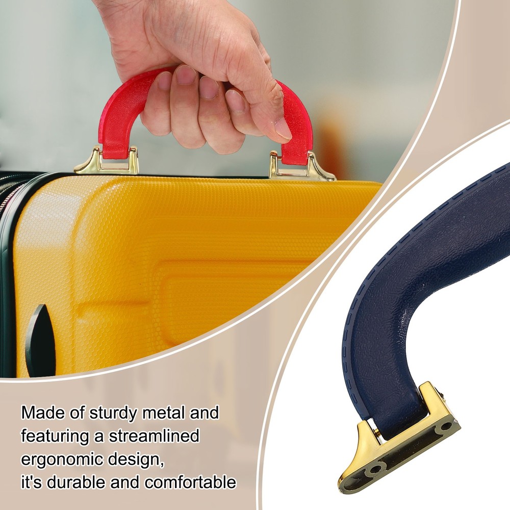 2Pcs Luggage Handle Plastic Pull Handle Grip Replacement with Screws Blue