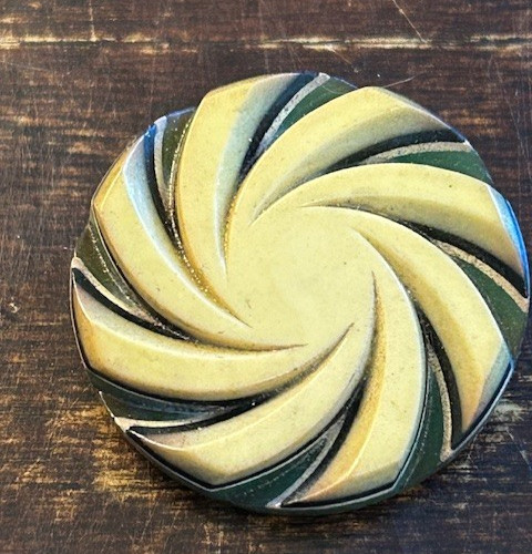 Vintage Green Swirl Celluloid Button BB