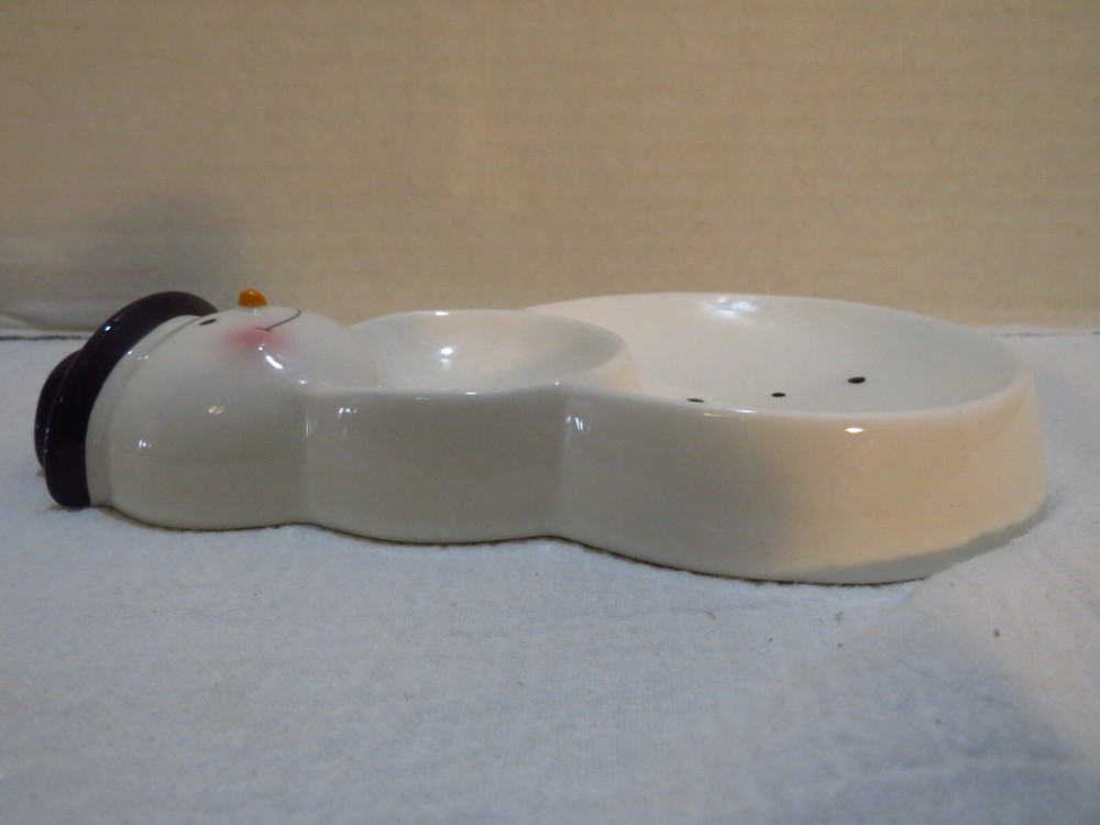 VTG HALLMARK DIVIDED SNOWMAN DISH 7.5"