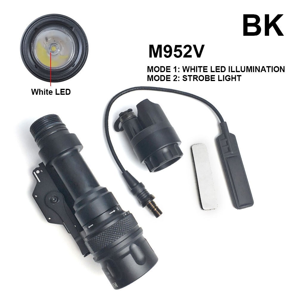 M952V Tactical LED White Light Strobe Weapon Flashlight w/ Remote Picatinny Rail