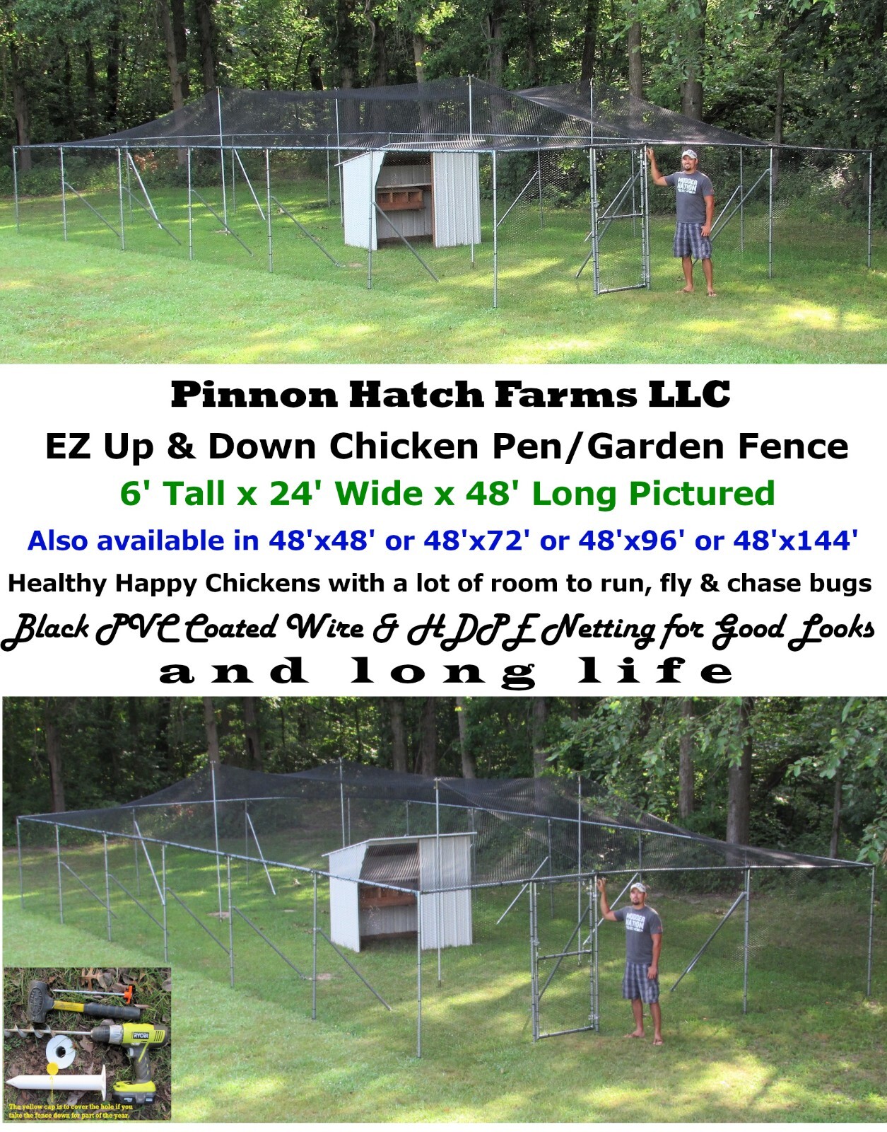 Poultry Netting 50' x 100' 2" Heavy Knotted Aviary Hawk Stop Bird chicken Net