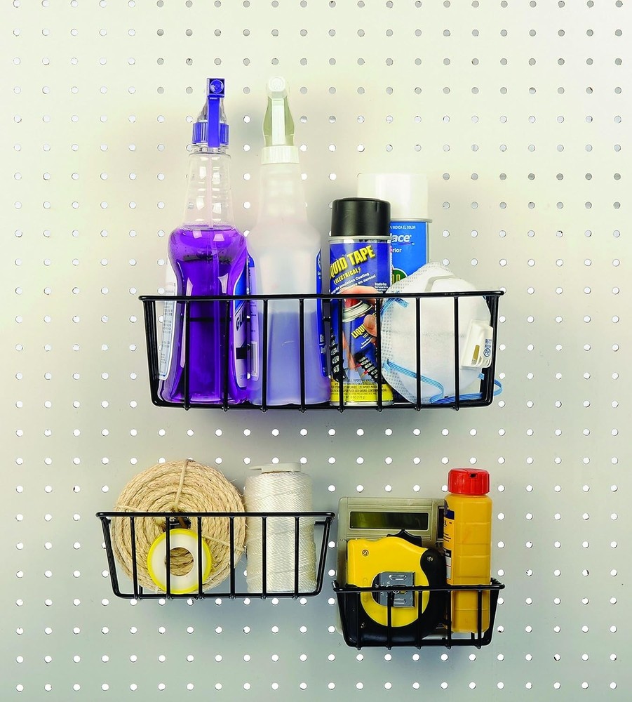 Elegant 3-Pack Assorted Wire Baskets for Pegboard Organization - Rust-Resistant