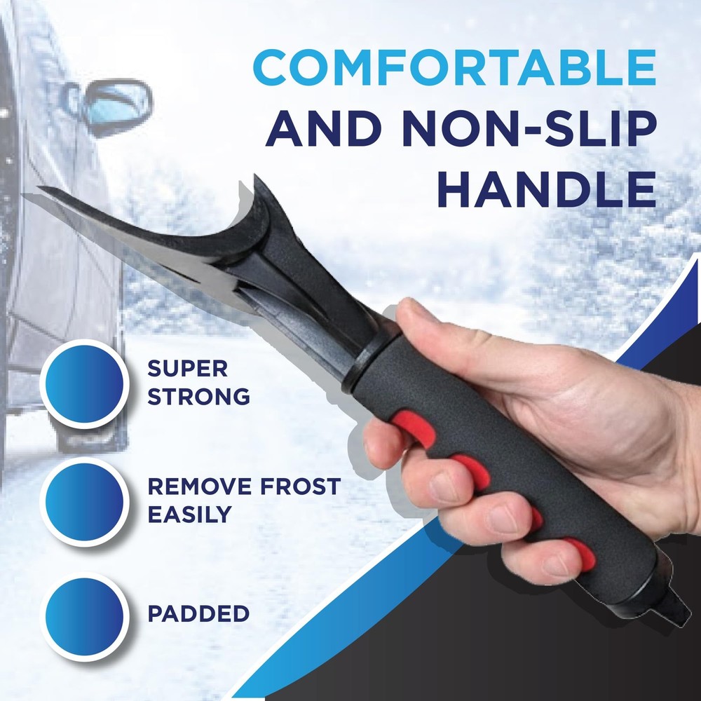 Ice Scraper For Car Windshield Windows Reinforced Plastic Handle Chisel Side