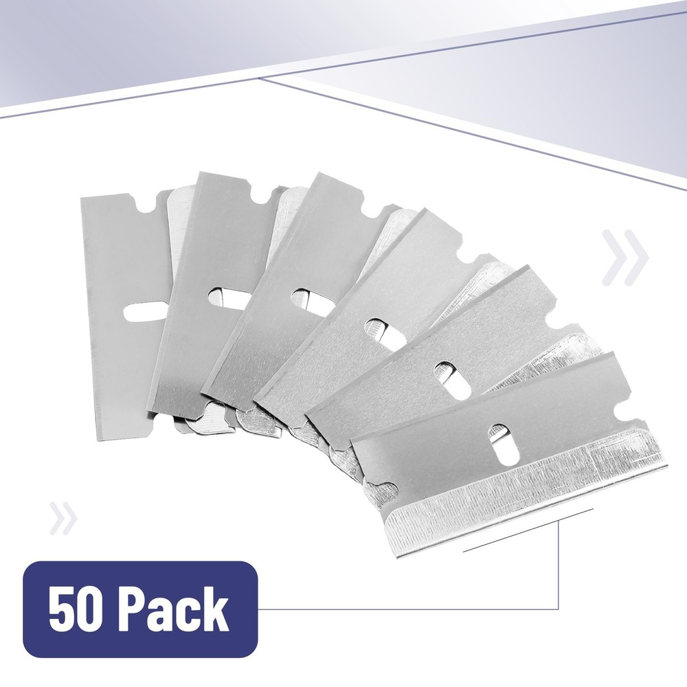 Bates- 50 pc Razor Blades, Flat Scraper 1 Count (Pack of 50), Silver