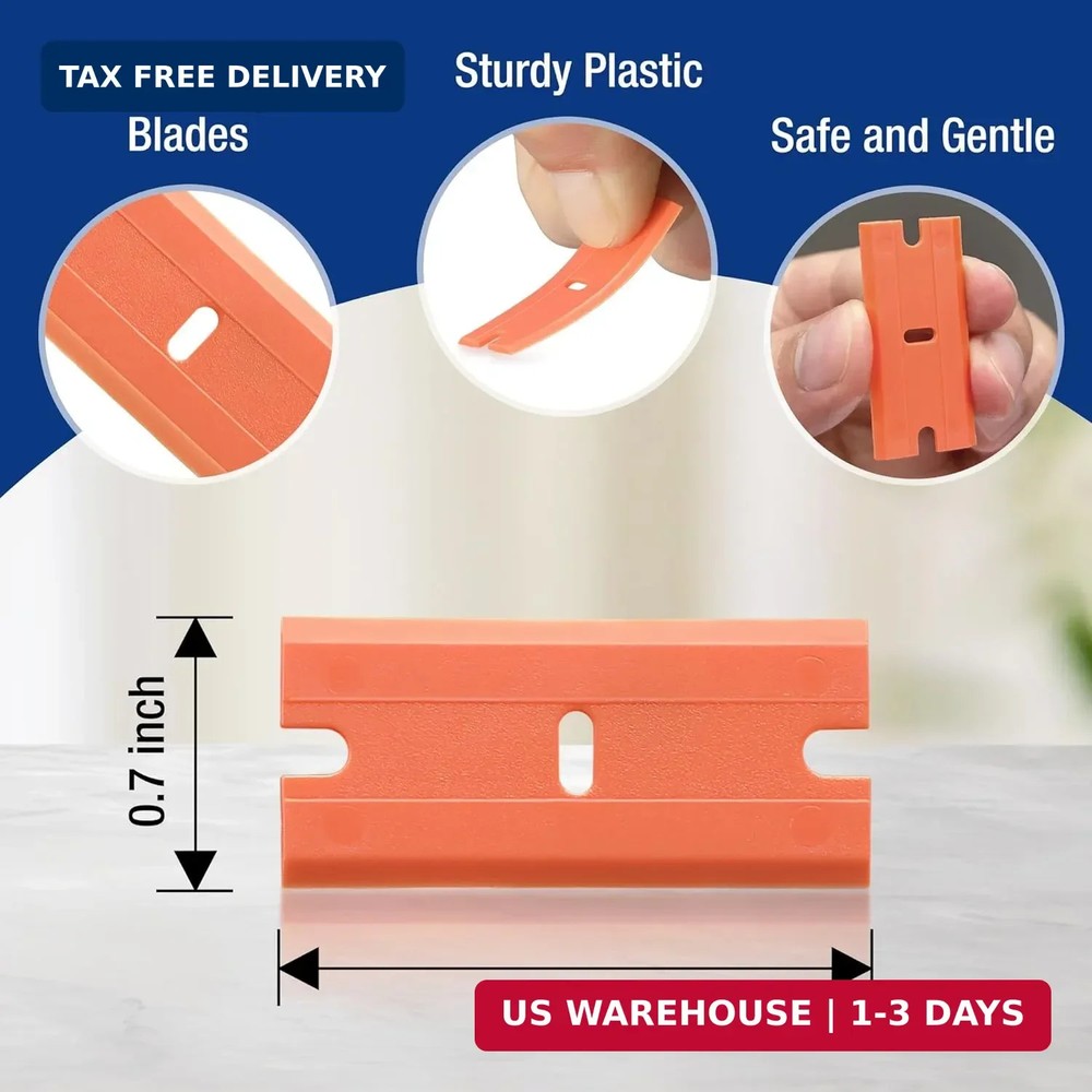 WORKPRO 200 Pack Plastic Razor Blades, Double Edged Scraper Blades, Safety Razor