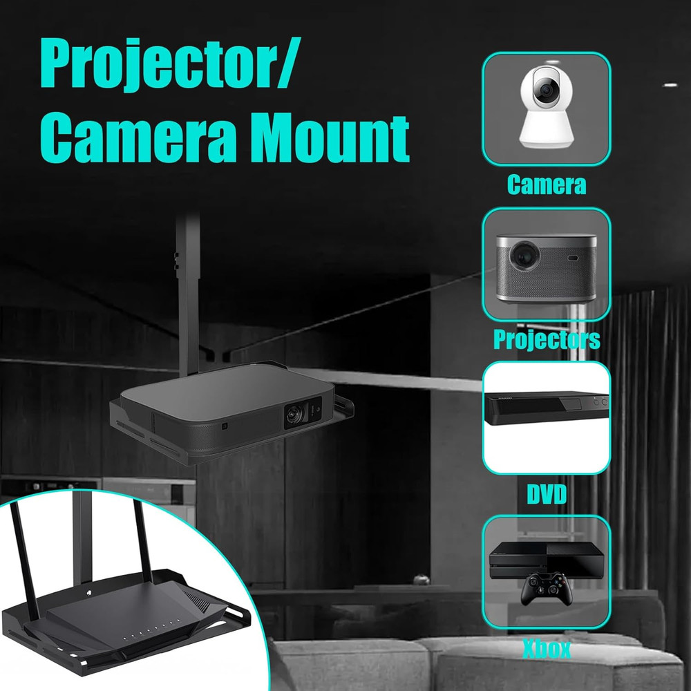 Universal Projector Ceiling Mount with Tray, Projector Mount Hidden Cable Routin
