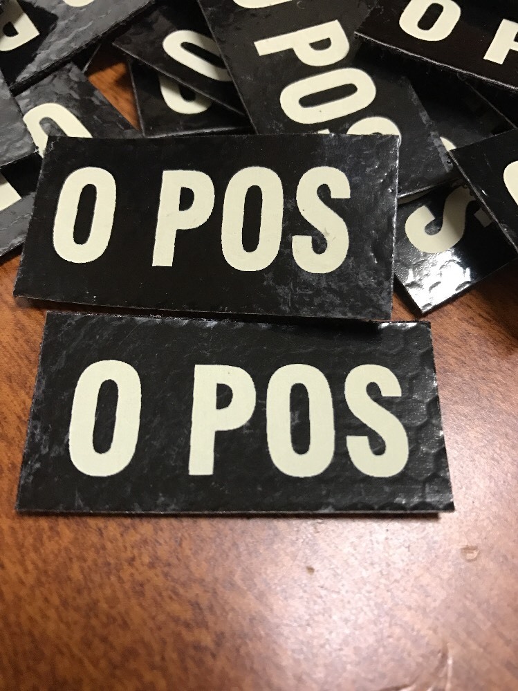 O-POS Blood Type Patch IR Reflective
