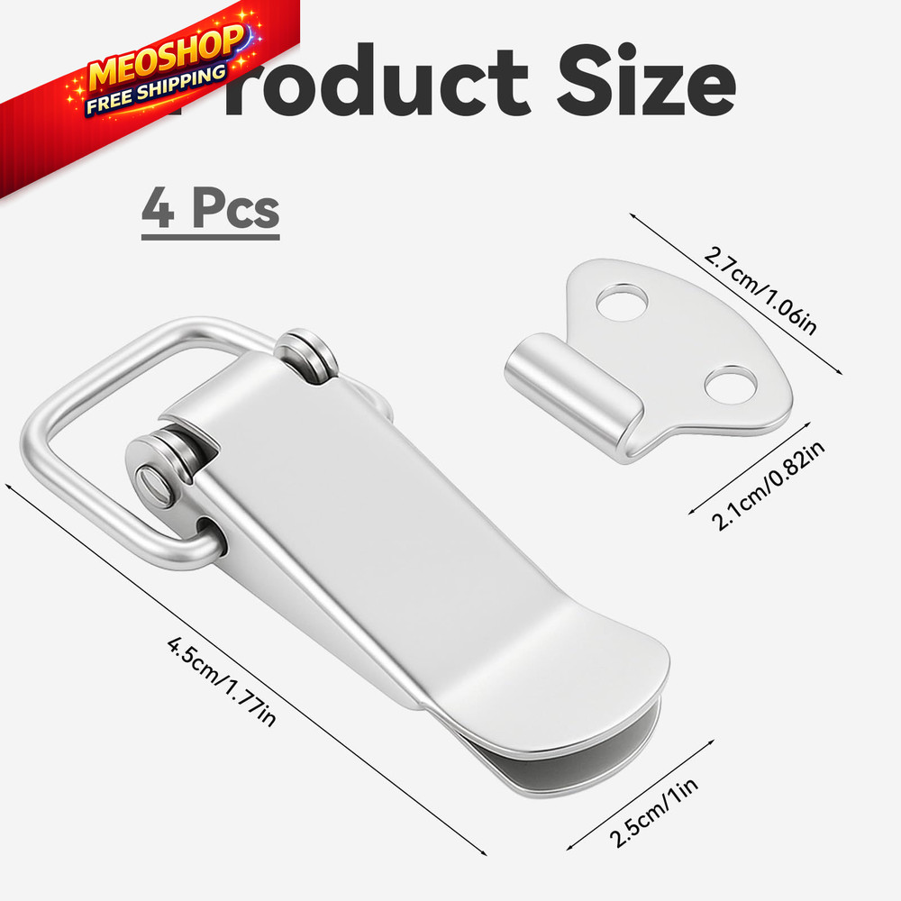 4 PCS Stainless Steel Toggle Latch Spring Loaded Silver 4 Pack,
