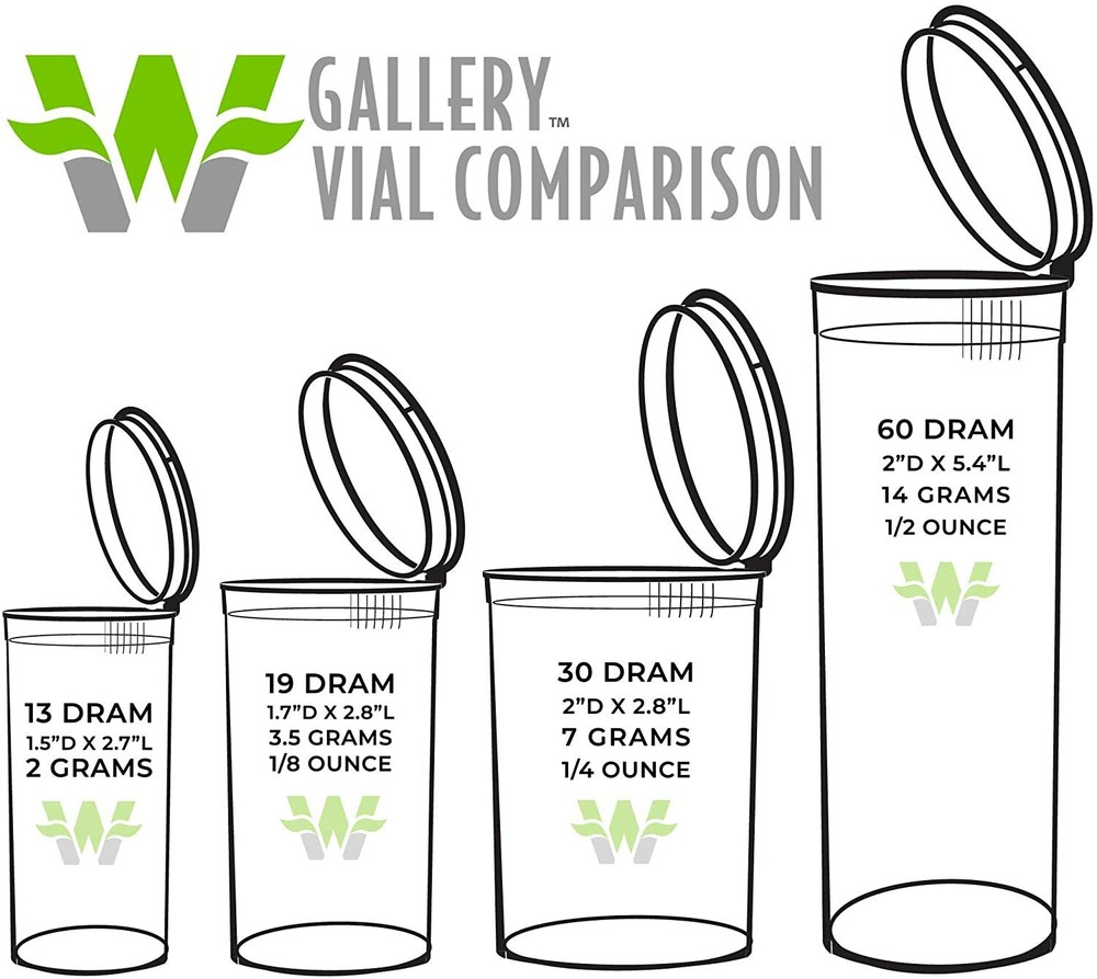 75 Translucent Green Vials - 60 DRAM Pop Top Bottle - Smell Proof Containers