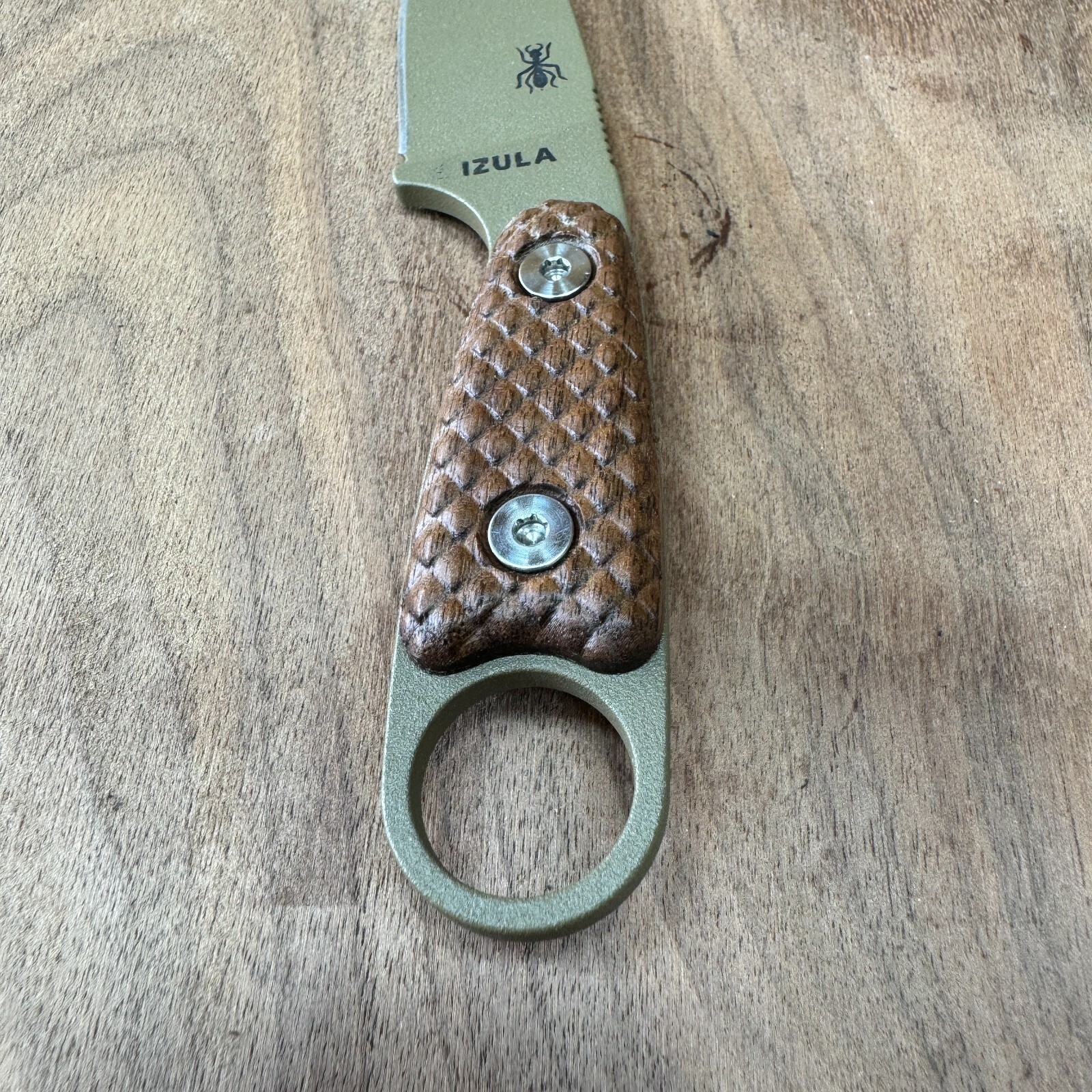 Dragonscale scales compatible with ESEE Izula knife Walnut