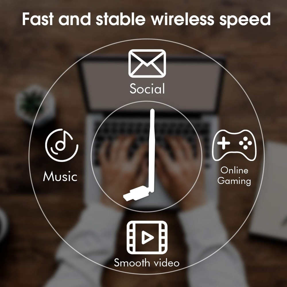 EDUP USB WiFi Adapter for PC, Wireless Network 150Mbps, Black