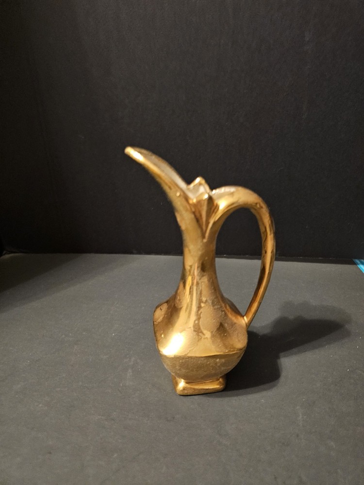 Ceramic Gold Color Pitcher 8"