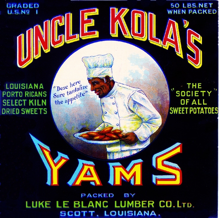 Scott Louisiana Uncle Kola's Sweet Potato Yam Yams Vegetable Crate Label Print