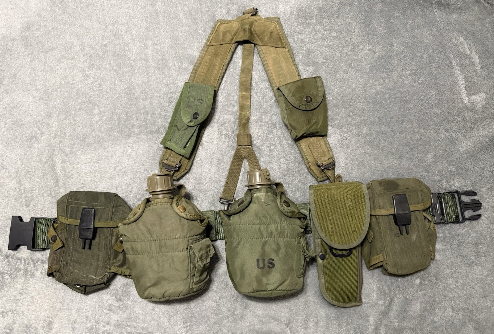 USGI OD Alice Jungle Kit Belt Suspenders Pouches Canteens Holster