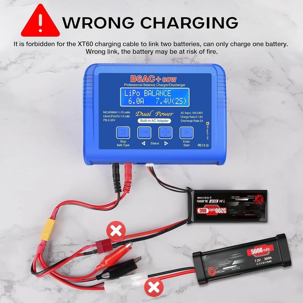 6A Digital RC Battery Charger with Fire-Proof Design & Multi-Mode Functionality