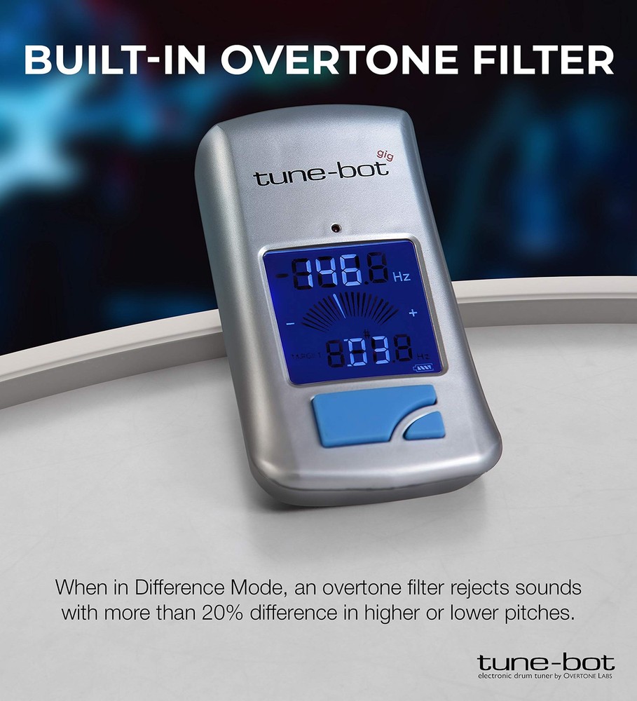 Tune-Bot Gig Clip-On Digital Drum Tuner with Backlit Einheitsgröße, Silber