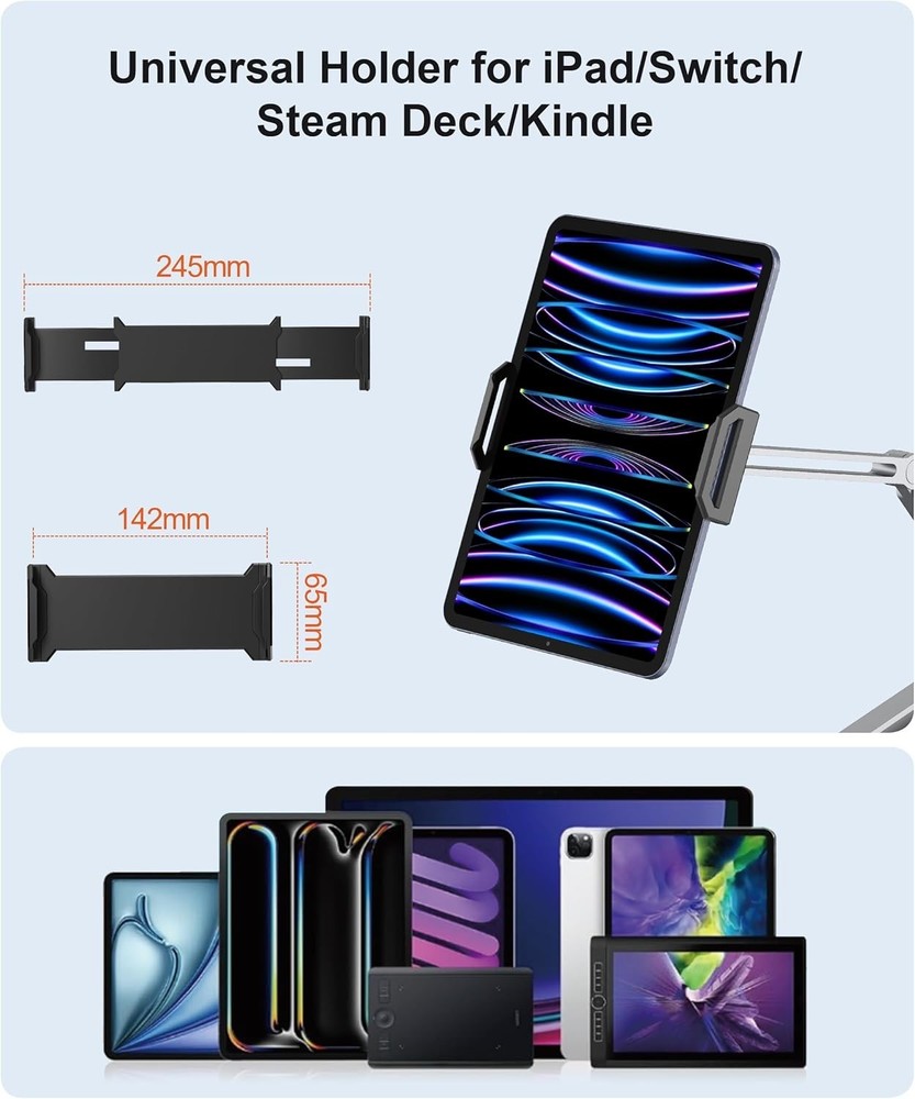 Adjustable Tablet Arm Mount with Super Grip Clamp