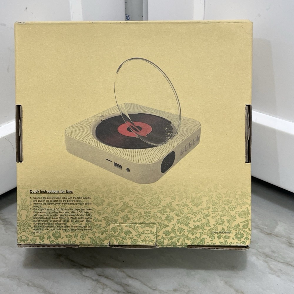 KC-808 CD Player Wall Mountable Bluetooth CD Player Speaker with Remote NEW