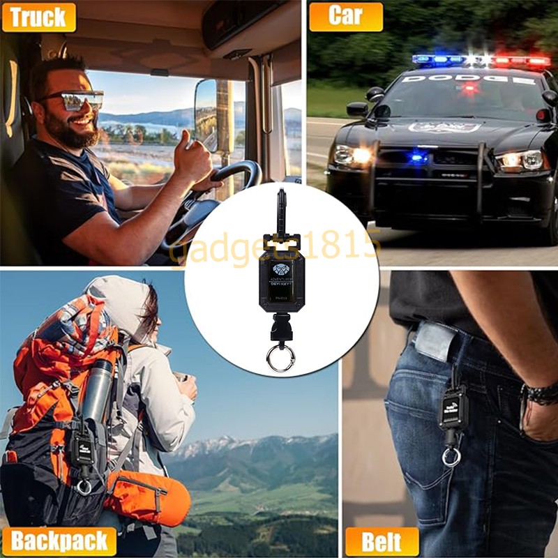 CB Radio Mic Holder Hanger Retractable 32" Stainless Steel Cord Keeper w/ Clip