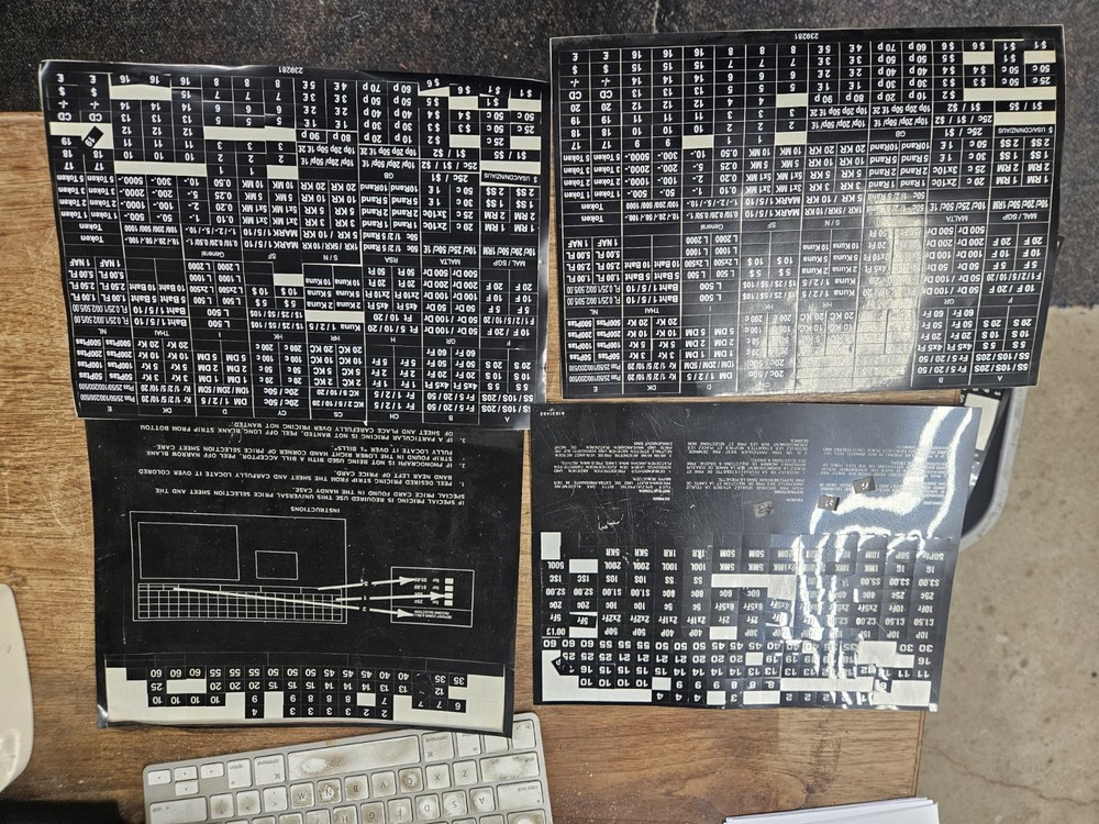 Rowe AMI Jukebox Price Decals On Original Sheets Multiple