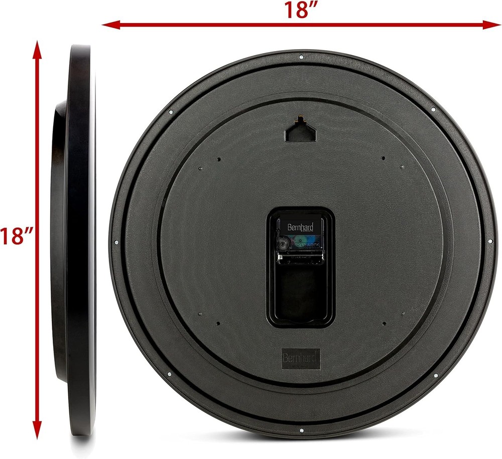 Stylish Large Black Wall Clock - Silent Quartz Movement