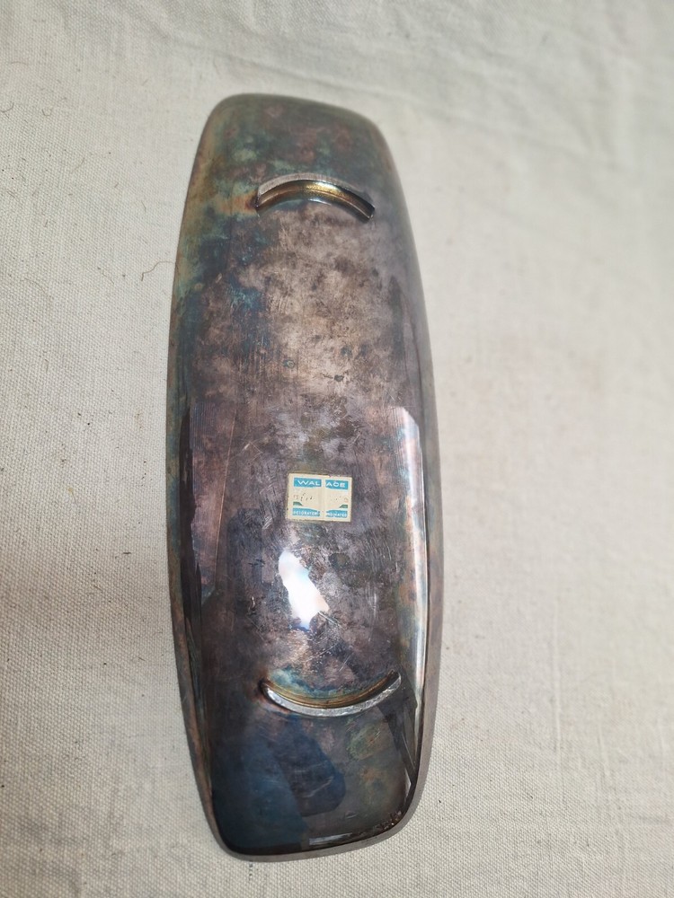 Wallace Enamel Silverplate Dish Emerald Green Mid Century Modern 72R