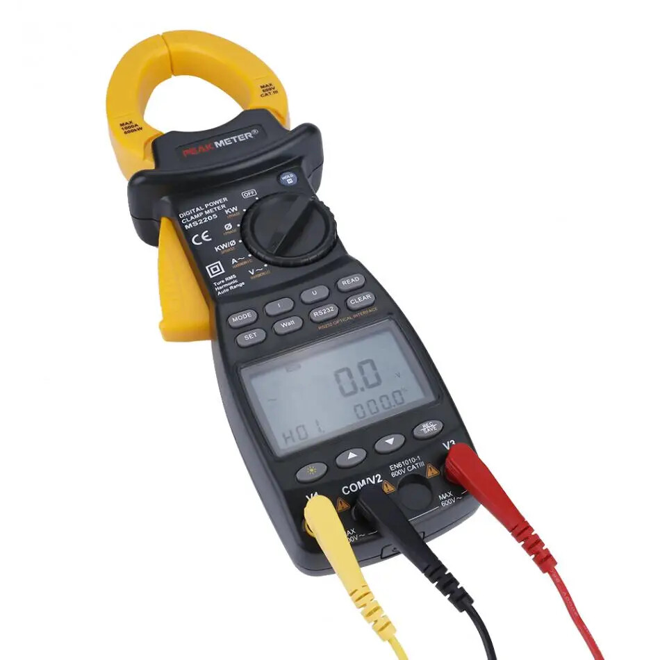 Digital 3-Phase TRMS Harmonic Power Clamp Meter Harmonic Power Tester RS232 PC