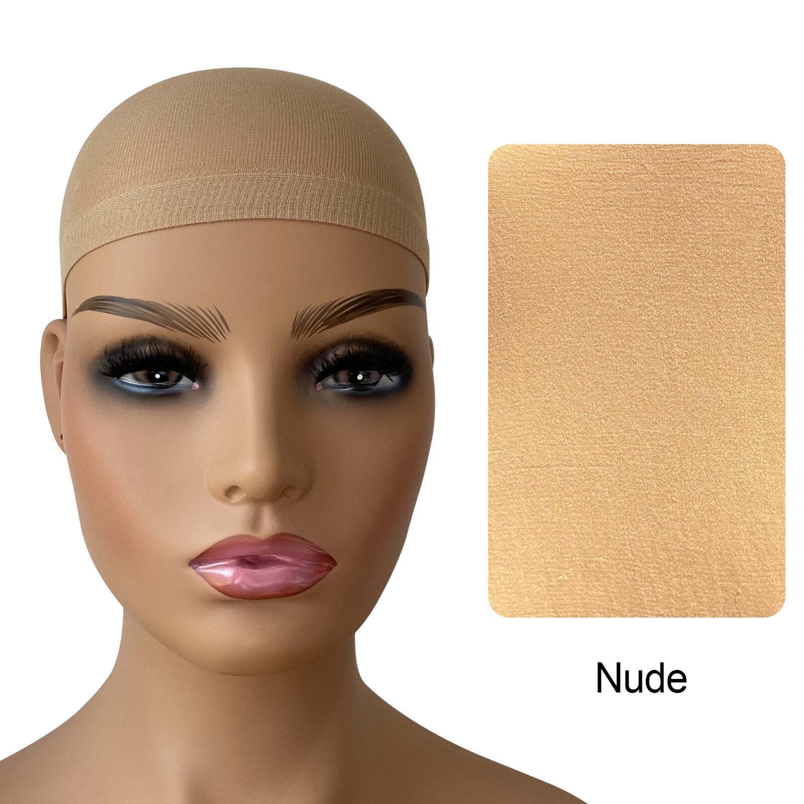 2pcs Deluxe Nylon Stocking Stretchy Wig Caps Light Coffee,Nude,Black, Beige