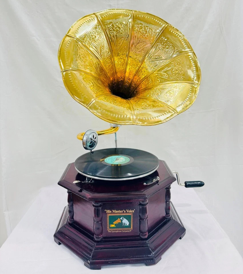 Vintage HMV Gramophone Fully Functional Working Phonograph, win-up record player