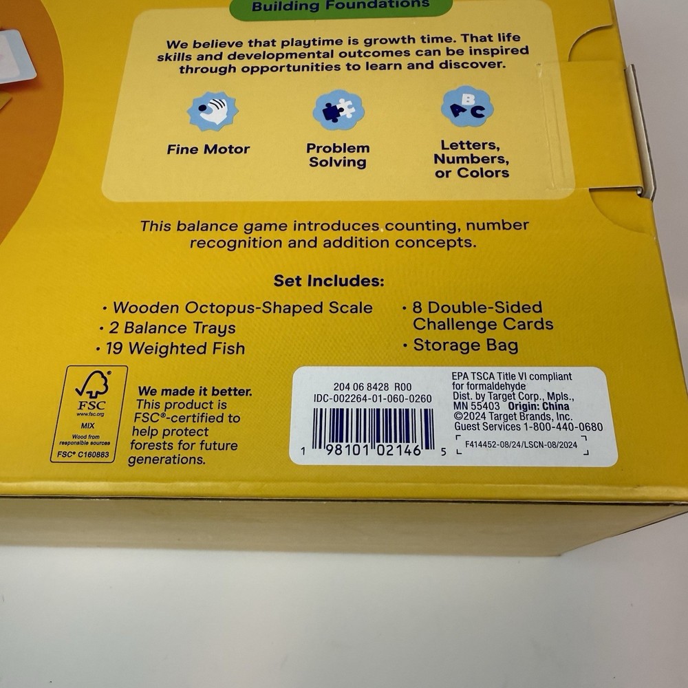 Giggle Scape Octopus Balance Scale Counting Toy 31pc Open Box