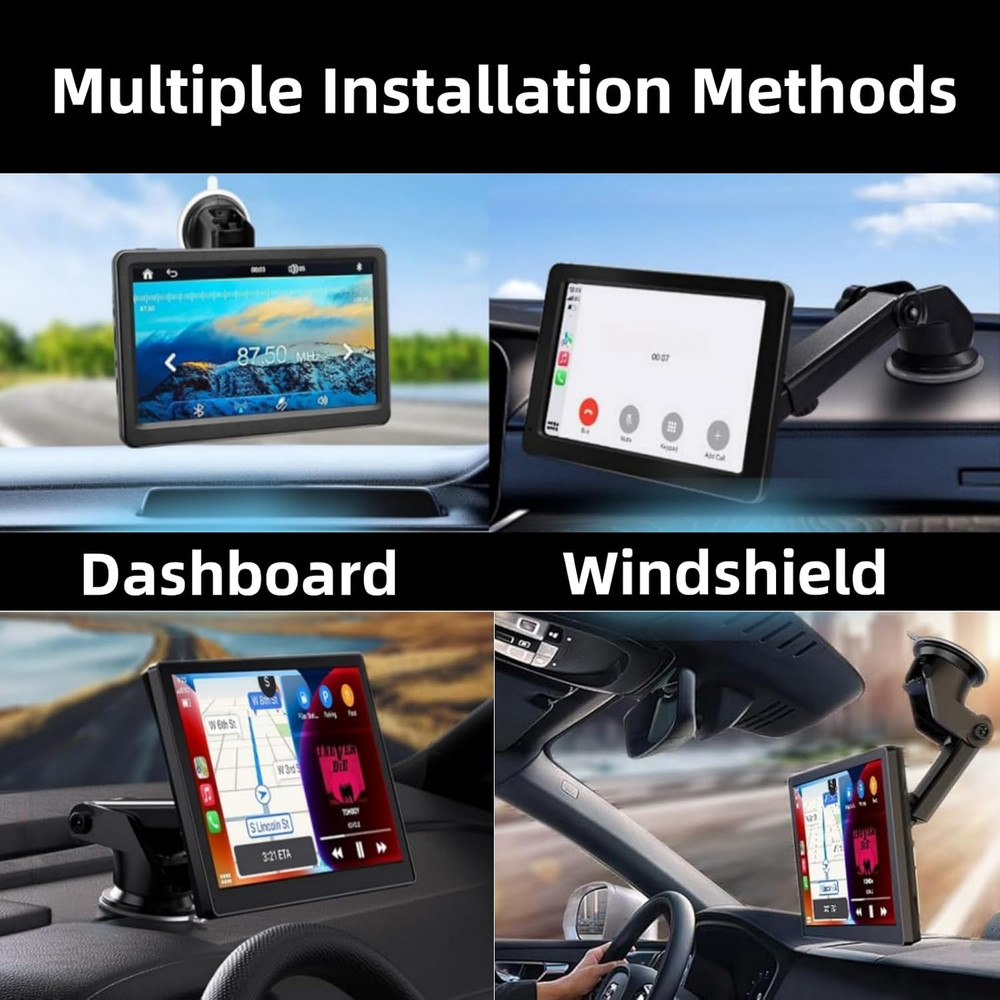 Carplay Mount, 360° Flexible Windshield Dashboard Suction Cup Bracket for 7" 9"
