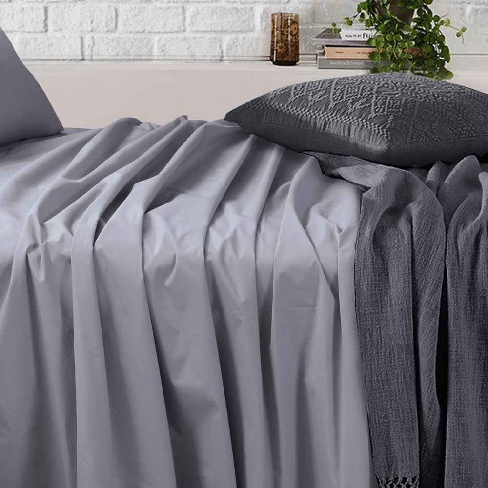 Bed Sheets Cotton Rich Single Double King Queen Flat Fitted Sheet Pillowcases
