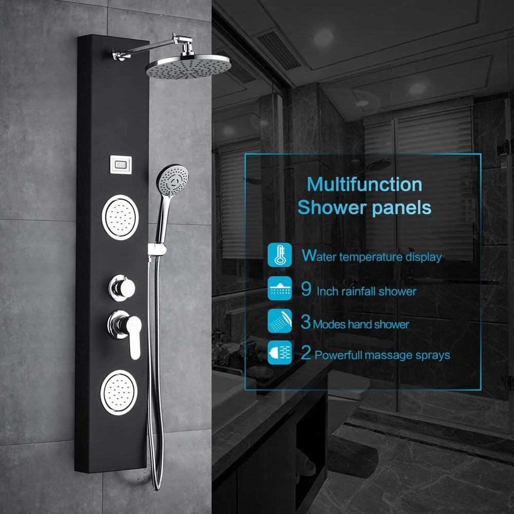 Rainfall Shower Panel Tower Faucet System Multi-Function Column Massage Body Jet