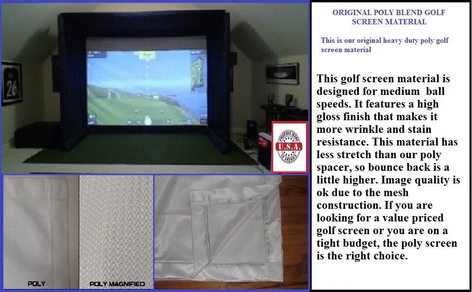 Golf Simulator Screen **PREMIUM **POLY MESH *GROMMETS*SKYTRAK-UNEEKOR*BORDER**