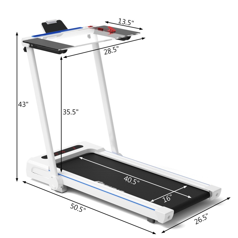 3-in-1 Foldable Treadmill with Removable Desk Workstation 12 Preset Programs
