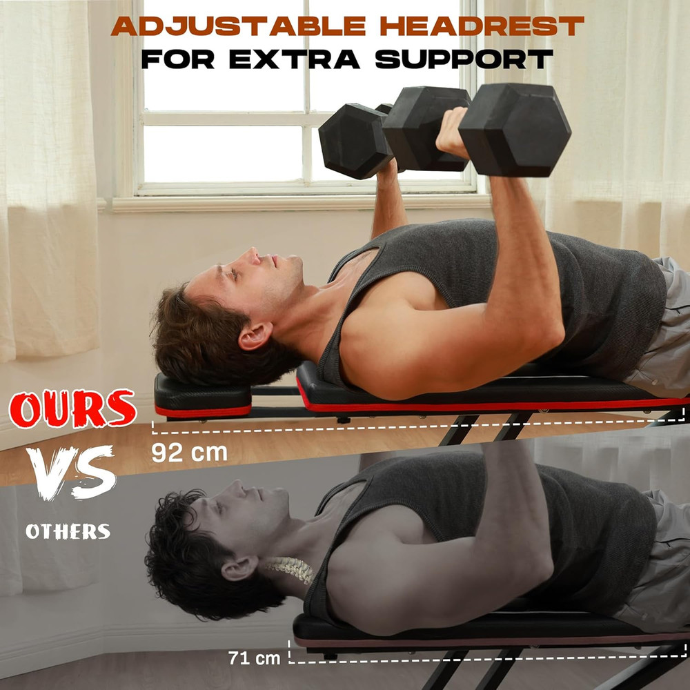 Weight Bench, 880Lbs Capacity Adjustable Workout Bench with Headrest for Bench P