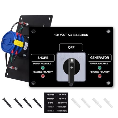 AC Rotary Switch Panel 120V 30A, 2 Position Shore Power/Generator Selector
