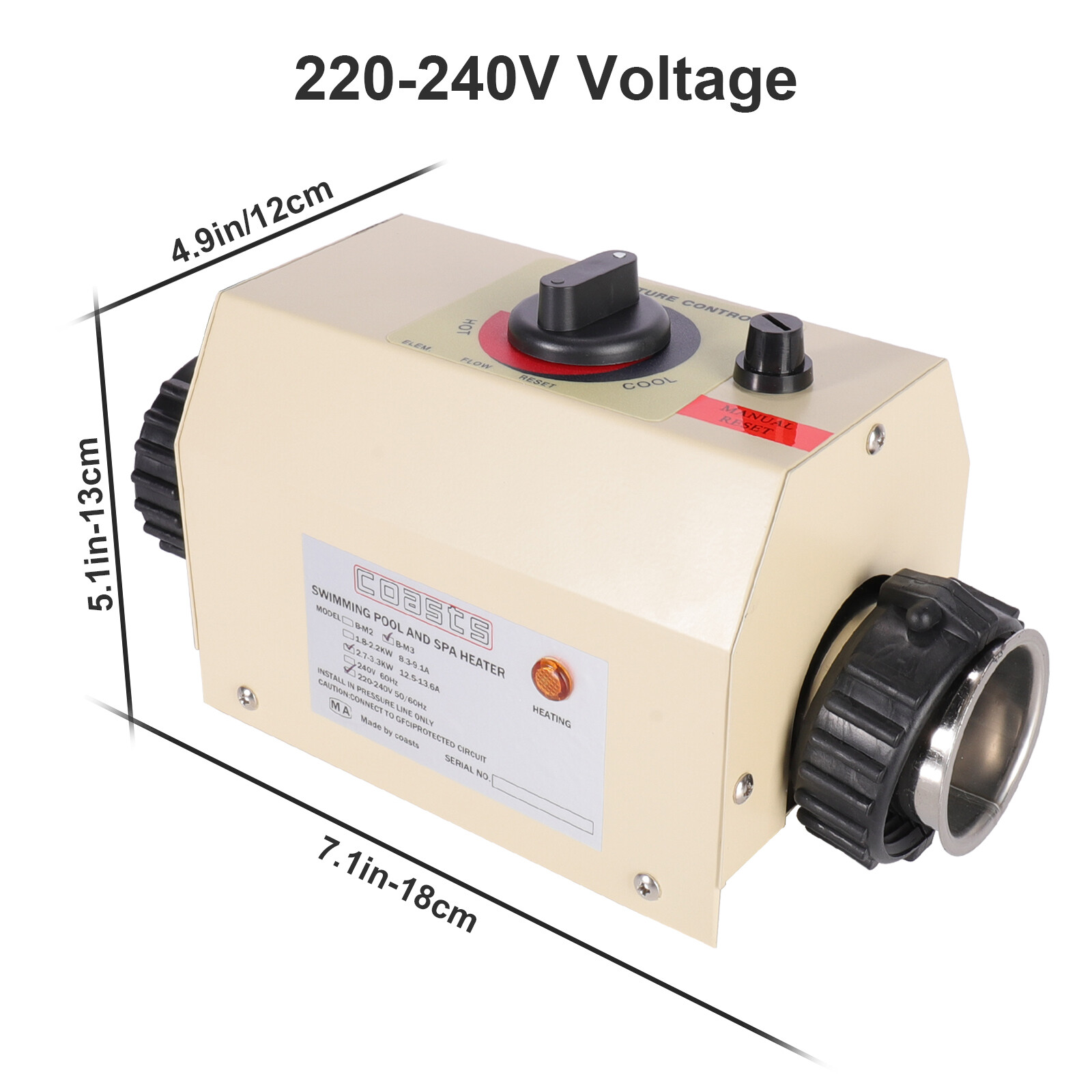 220V SPA Heater Electric Swimming Pool and Heating Tub Water Heater Thermostat