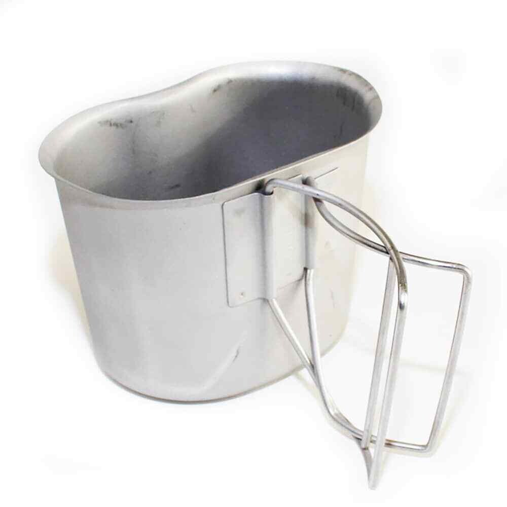 GENUINE US MILITARY CANTEEN CUP 1QT USGI STAINLESS HEAVY DUTY MINT